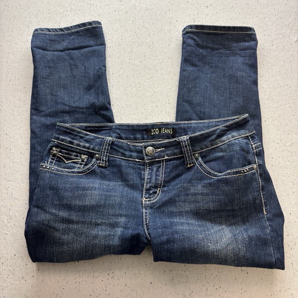 ZCO Jeans Premium Womens Size 11 Blue Dark Wash Studded Bling Y2K